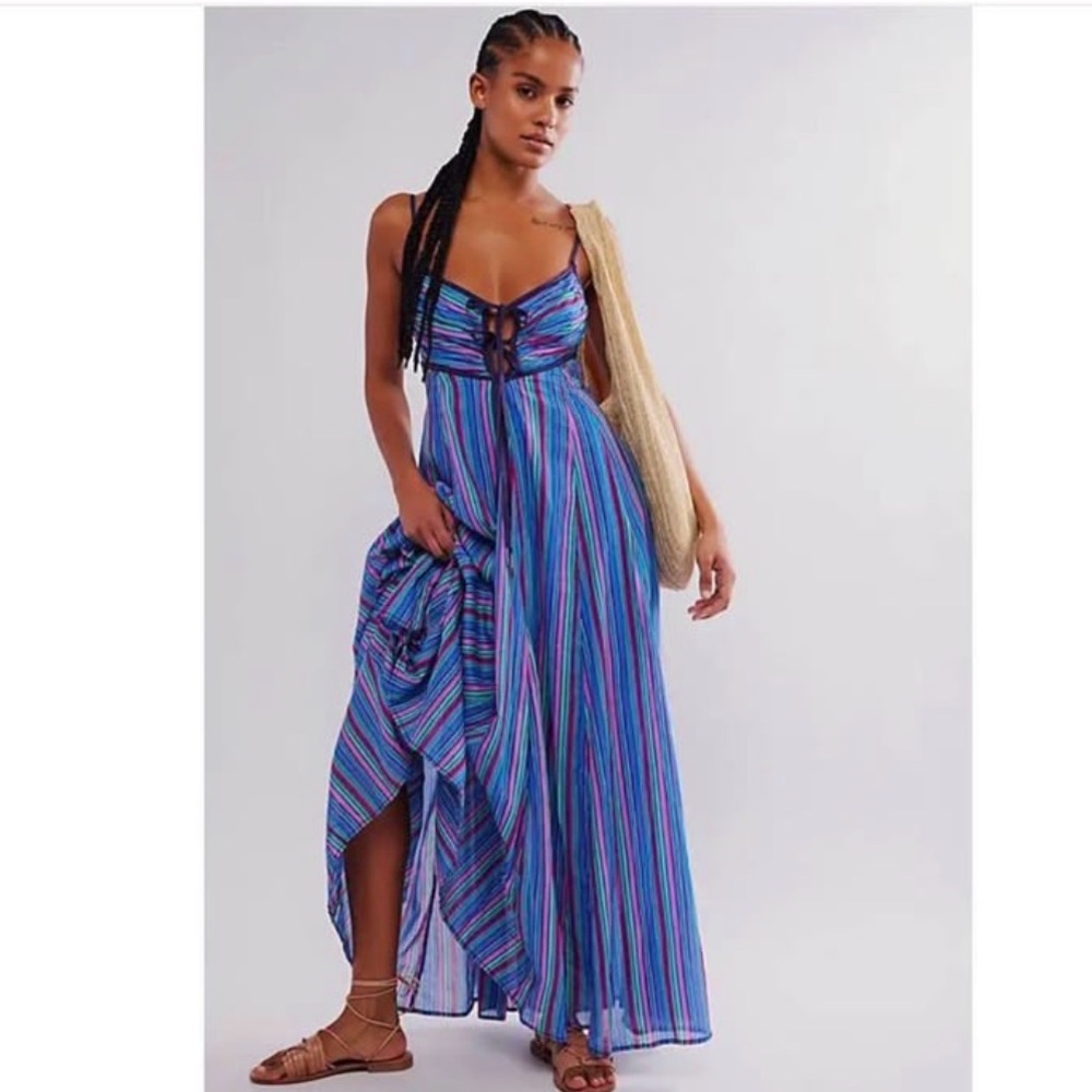 Free People Dream Weaver Maxi Dress in Aqua Combo - Picture 3 of 7